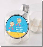 Under the Sea Asian Baby Girl Twins Snorkeling - Personalized Baby Shower Candy Jar
