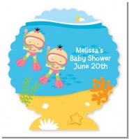 Under the Sea Asian Baby Girl Twins Snorkeling - Personalized Baby Shower Centerpiece Stand