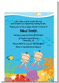 Under the Sea Asian Baby Girl Twins Snorkeling - Baby Shower Petite Invitations