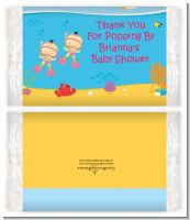 Under the Sea Asian Baby Girl Twins Snorkeling - Personalized Popcorn Wrapper Baby Shower Favors