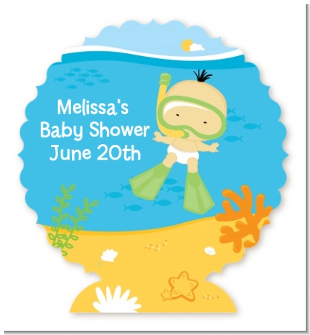 Under the Sea Asian Baby Snorkeling - Personalized Baby Shower Centerpiece Stand