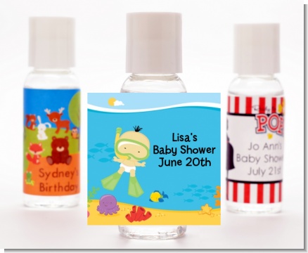 Under the Sea Asian Baby Snorkeling - Personalized Baby Shower Hand Sanitizers Favors