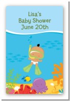 Under the Sea Asian Baby Snorkeling - Custom Large Rectangle Baby Shower Sticker/Labels