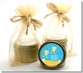 Under the Sea Asian Baby Twins Snorkeling - Baby Shower Gold Tin Candle Favors