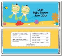 Under the Sea Asian Baby Twins Snorkeling - Personalized Baby Shower Candy Bar Wrappers
