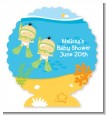 Under the Sea Asian Baby Twins Snorkeling - Personalized Baby Shower Centerpiece Stand thumbnail