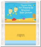 Under the Sea Asian Baby Twins Snorkeling - Personalized Popcorn Wrapper Baby Shower Favors