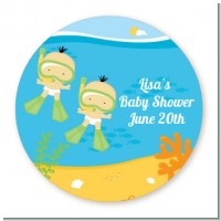 Under the Sea Asian Baby Twins Snorkeling - Personalized Baby Shower Table Confetti