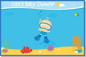 Under the Sea Baby Boy Snorkeling - Personalized Baby Shower Placemats