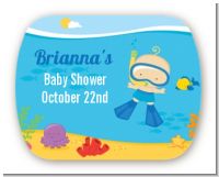 Under the Sea Baby Boy Snorkeling - Personalized Baby Shower Rounded Corner Stickers