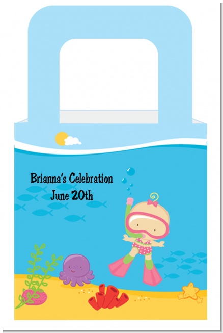 Under the Sea Baby Girl Snorkeling - Personalized Baby Shower Favor Boxes