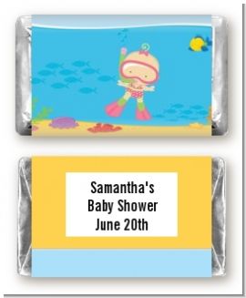 Under the Sea Baby Girl Snorkeling - Personalized Baby Shower Mini Candy Bar Wrappers