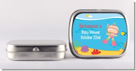 Under the Sea Baby Girl Snorkeling - Personalized Baby Shower Mint Tins