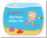Under the Sea Baby Girl Snorkeling - Personalized Baby Shower Rounded Corner Stickers