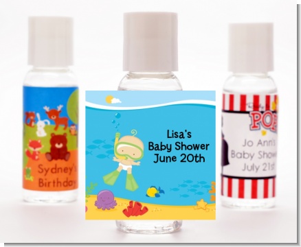 Under the Sea Baby Snorkeling - Personalized Baby Shower Hand Sanitizers Favors
