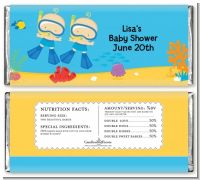 Under the Sea Baby Twin Boys Snorkeling - Personalized Baby Shower Candy Bar Wrappers