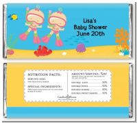 Under the Sea Baby Twin Girls Snorkeling - Personalized Baby Shower Candy Bar Wrappers