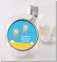 Under the Sea Baby Twin Girls Snorkeling - Personalized Baby Shower Candy Jar