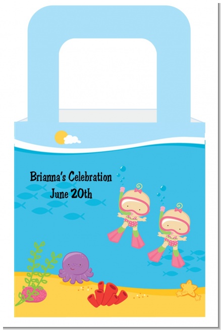 Under the Sea Baby Twin Girls Snorkeling - Personalized Baby Shower Favor Boxes