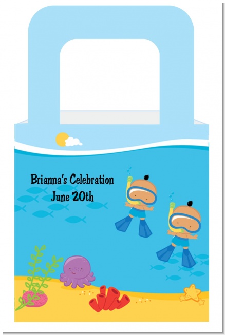 Under the Sea Hispanic Baby Boy Twins Snorkeling - Personalized Baby Shower Favor Boxes