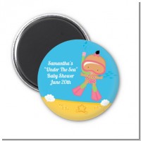 Under the Sea Hispanic Baby Girl Snorkeling - Personalized Baby Shower Magnet Favors