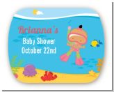 Under the Sea Hispanic Baby Girl Snorkeling - Personalized Baby Shower Rounded Corner Stickers