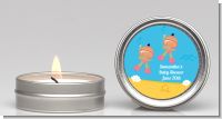 Under the Sea Hispanic Baby Girl Twins Snorkeling - Baby Shower Candle Favors