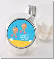 Under the Sea Hispanic Baby Girl Twins Snorkeling - Personalized Baby Shower Candy Jar