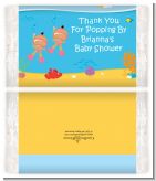 Under the Sea Hispanic Baby Girl Twins Snorkeling - Personalized Popcorn Wrapper Baby Shower Favors