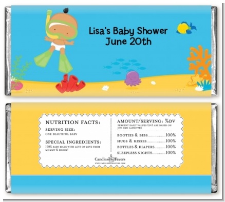 Under the Sea Hispanic Baby Snorkeling - Personalized Baby Shower Candy Bar Wrappers