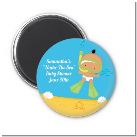 Under the Sea Hispanic Baby Snorkeling - Personalized Baby Shower Magnet Favors