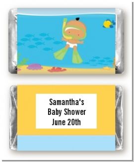 Under the Sea Hispanic Baby Snorkeling - Personalized Baby Shower Mini Candy Bar Wrappers