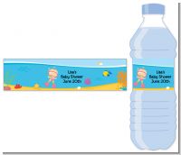 Under the Sea Baby Girl Snorkeling - Personalized Baby Shower Water Bottle Labels
