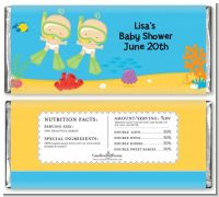 Under the Sea Twin Babies Snorkeling - Personalized Baby Shower Candy Bar Wrappers