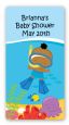 Under the Sea African American Baby Boy Snorkeling - Custom Rectangle Baby Shower Sticker/Labels thumbnail