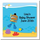 Under the Sea African American Baby Boy Snorkeling - Personalized Baby Shower Card Stock Favor Tags