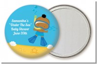 Under the Sea African American Baby Boy Snorkeling - Personalized Baby Shower Pocket Mirror Favors