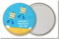 Under the Sea African American Baby Boy Twins Snorkeling - Personalized Baby Shower Pocket Mirror Favors