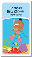 Under the Sea African American Baby Girl Snorkeling - Custom Rectangle Baby Shower Sticker/Labels