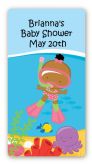 Under the Sea African American Baby Girl Snorkeling - Custom Rectangle Baby Shower Sticker/Labels