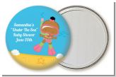 Under the Sea African American Baby Girl Snorkeling - Personalized Baby Shower Pocket Mirror Favors