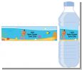 Under the Sea African American Baby Girl Snorkeling - Personalized Baby Shower Water Bottle Labels thumbnail