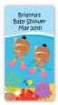 Under the Sea African American Baby Girl Twins Snorkeling - Custom Rectangle Baby Shower Sticker/Labels thumbnail