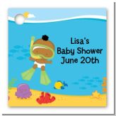 Under the Sea African American Baby Snorkeling - Personalized Baby Shower Card Stock Favor Tags