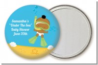 Under the Sea African American Baby Snorkeling - Personalized Baby Shower Pocket Mirror Favors
