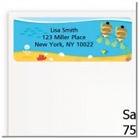 Under the Sea African American Baby Twins Snorkeling - Baby Shower Return Address Labels