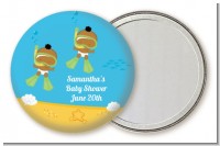 Under the Sea African American Baby Twins Snorkeling - Personalized Baby Shower Pocket Mirror Favors