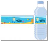 Under the Sea Asian Baby Boy Snorkeling - Personalized Baby Shower Water Bottle Labels