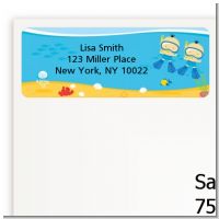 Under the Sea Asian Baby Boy Twins Snorkeling - Baby Shower Return Address Labels