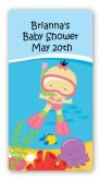 Under the Sea Asian Baby Girl Snorkeling - Custom Rectangle Baby Shower Sticker/Labels